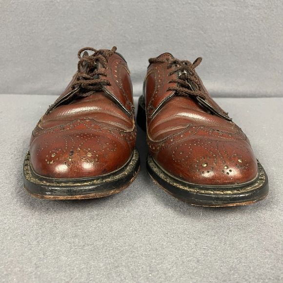 Vintage Stuart Holmes Men\'s US 7.5 Burgundy Leather Lace Up Brogue Dress Shoes main image 5